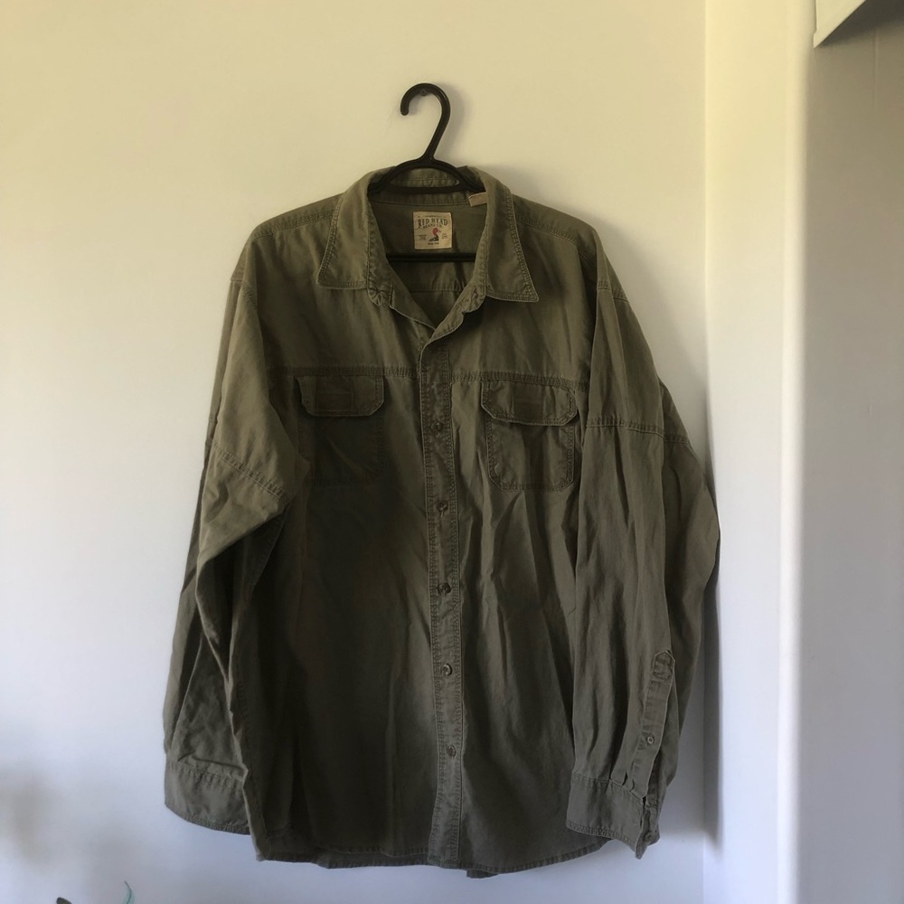 Red Head Olive Green Utility Shirt Jacket 100% Cotton | Size XL